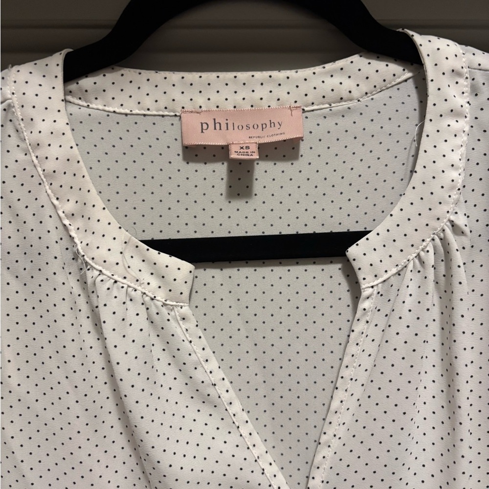 Philosophy Ivory Blouse with Black Dots